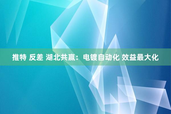 推特 反差 湖北共赢：电镀自动化 效益最大化